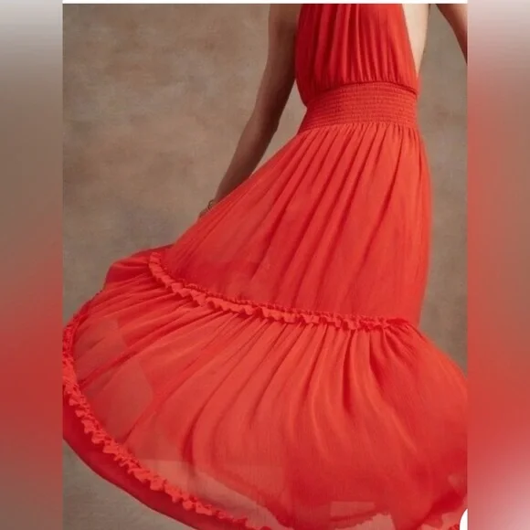 Banana Republic Deep Orange Halter Sundress with Ruffled Tiers
NWT
Size Large - Picture 2 of 8